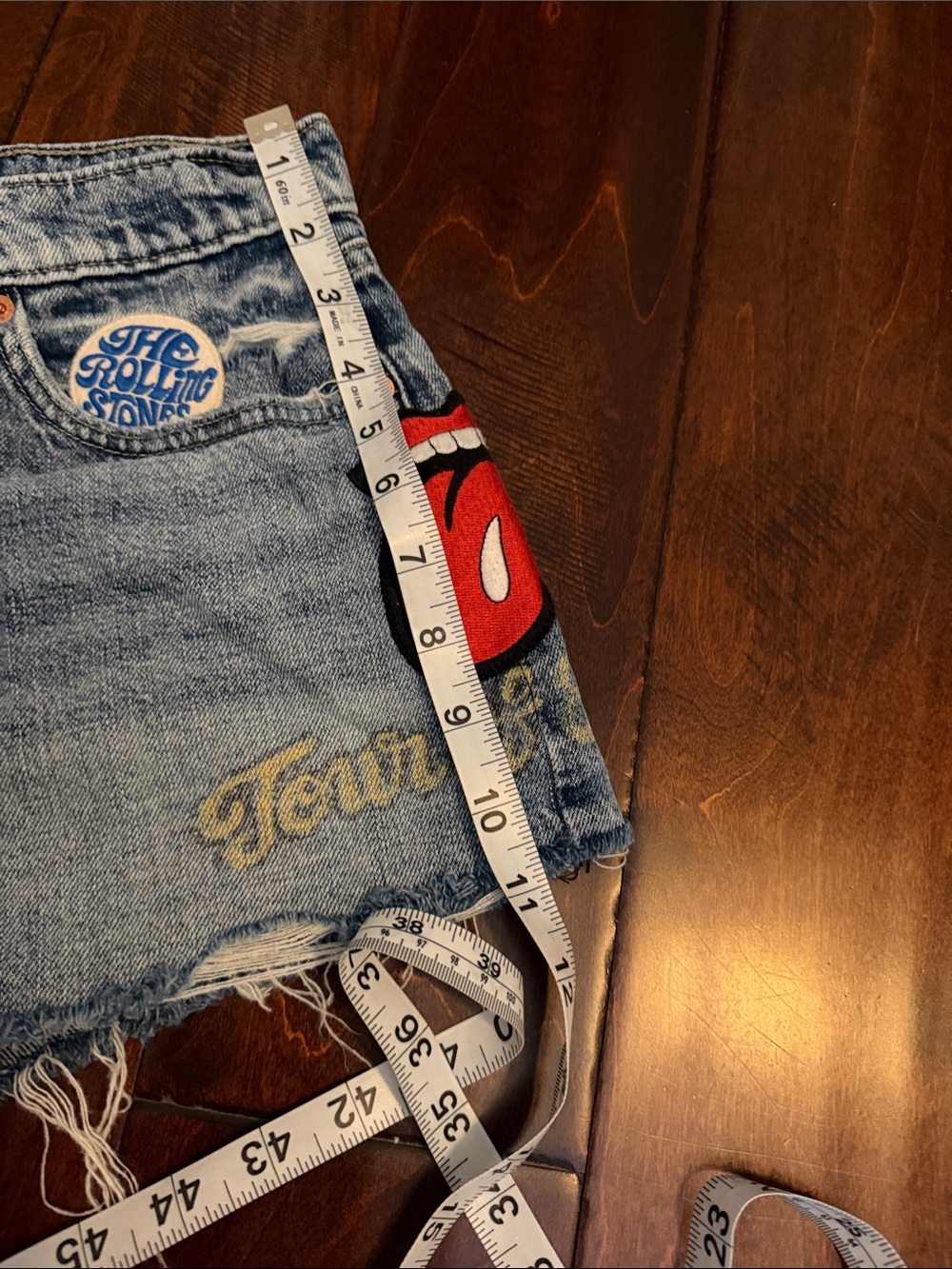 the Rolling Stones Blue Denim Jean Shorts with Tongue Patch - Picture 4 of 4